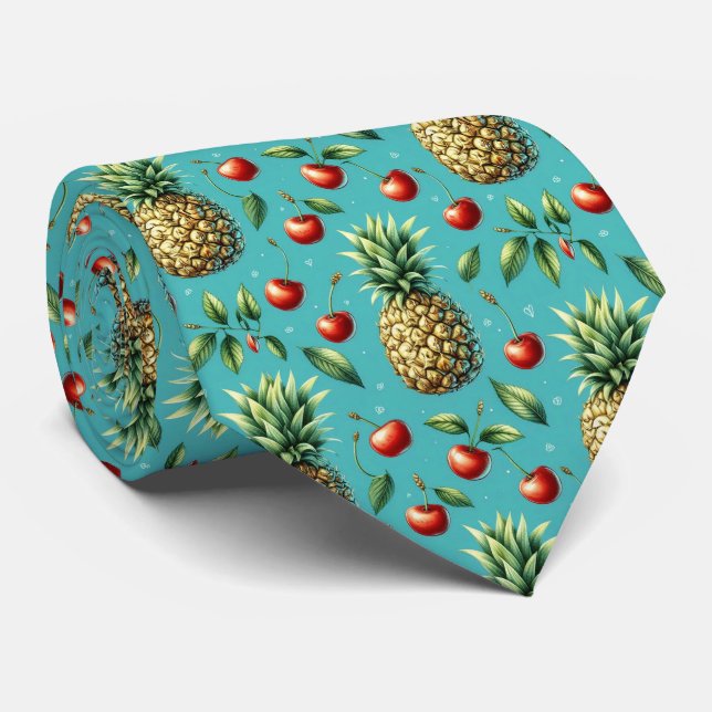 Ananas Kirsch Glückseligkeit Krawatte (Gerollt)