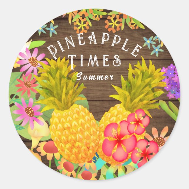 Ananas, klassisch, rund runder aufkleber (Vorderseite)