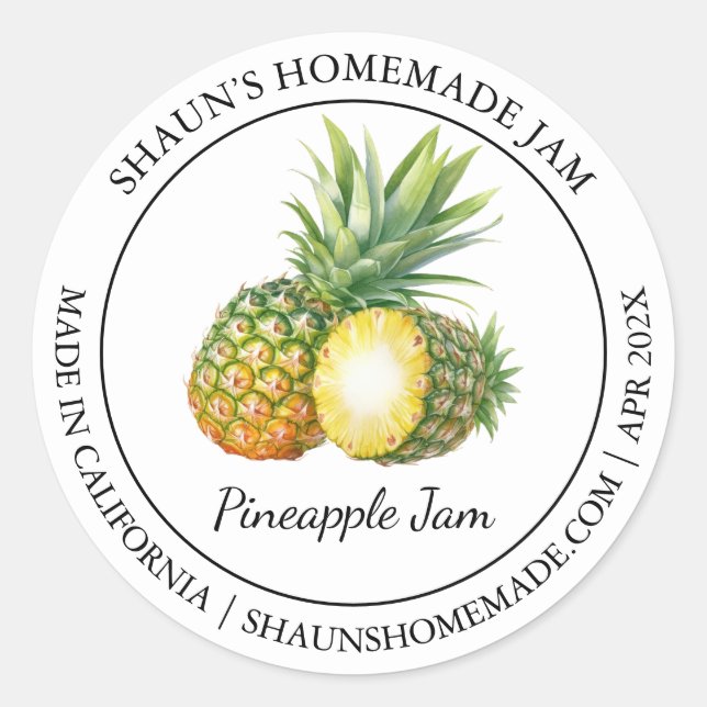 Ananas-Konfitüre Modernes Label Runder Aufkleber (Vorderseite)