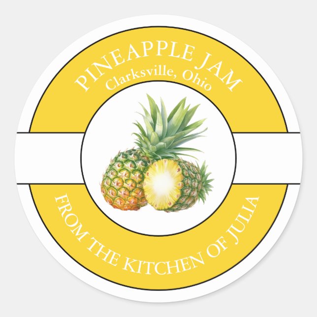 Ananas-Konfitüre Runder Aufkleber (Vorderseite)