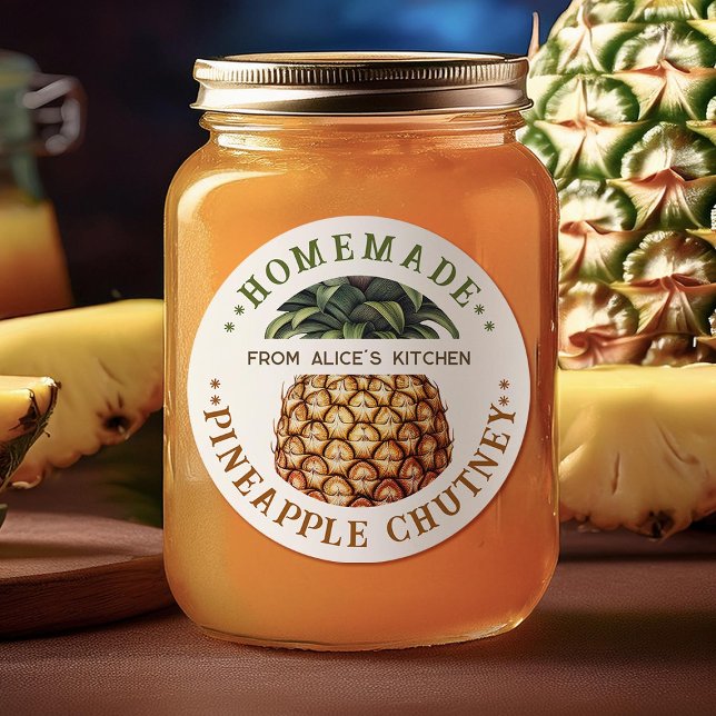 Ananas Konservenkonserven auf hausgemachtem Etiket Runder Aufkleber (Von Creator hochgeladen)