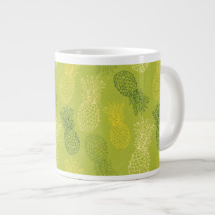 Ananas-Kontur-Muster auf Grün Jumbo-Tasse