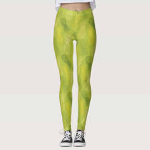 Ananas-Kontur-Muster auf Grün Leggings