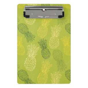Ananas-Kontur-Muster auf Grün Mini Klemmbrett