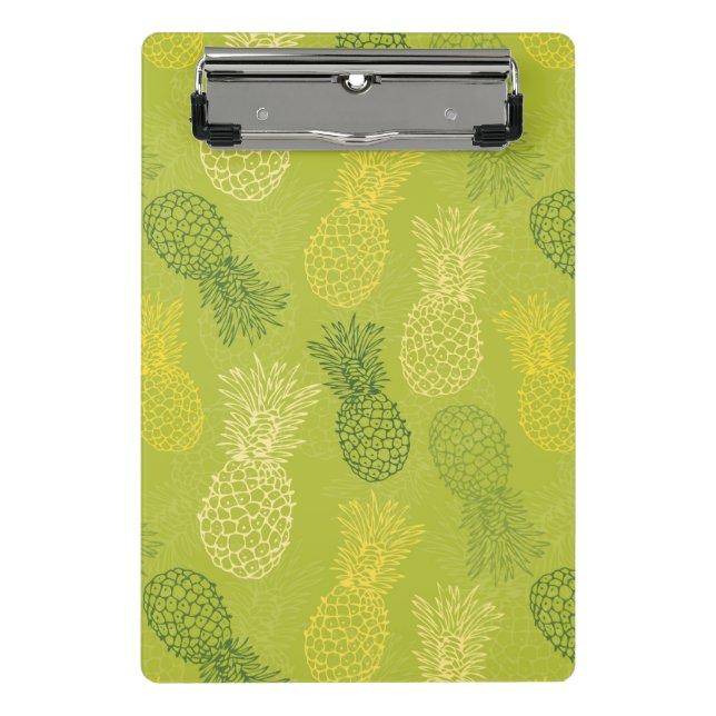 Ananas-Kontur-Muster auf Grün Mini Klemmbrett (Vorderseite)
