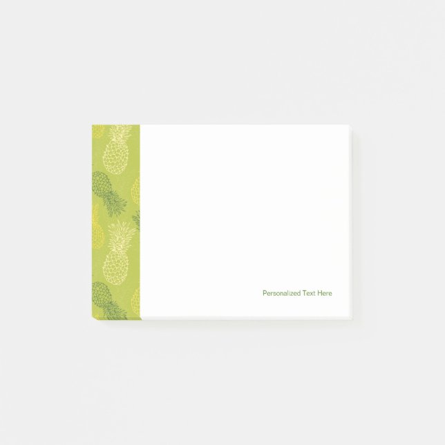 Ananas-Kontur-Muster auf Grün Post-it Klebezettel (Vorderseite)