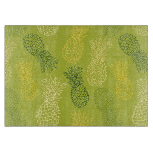 Ananas-Kontur-Muster auf Grün Schneidebrett
