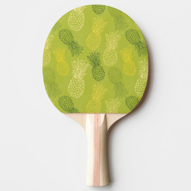 Ananas-Kontur-Muster auf Grün Tischtennis Schläger (Vorderseite)