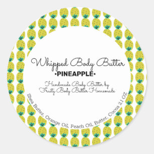 Ananas-Körperbutter-Badeverpackung Branding Runder Aufkleber