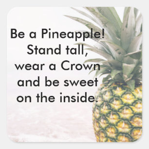 Ananas-Krone Quadratischer Aufkleber