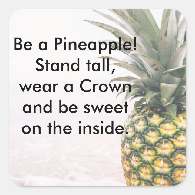 Ananas-Krone Quadratischer Aufkleber (Vorderseite)