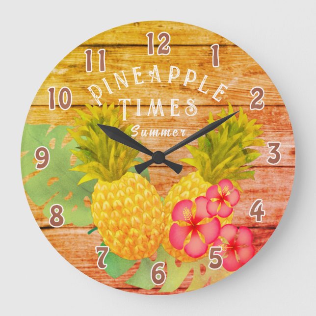 Ananas-Landzunge Große Wanduhr (Vorderseite)
