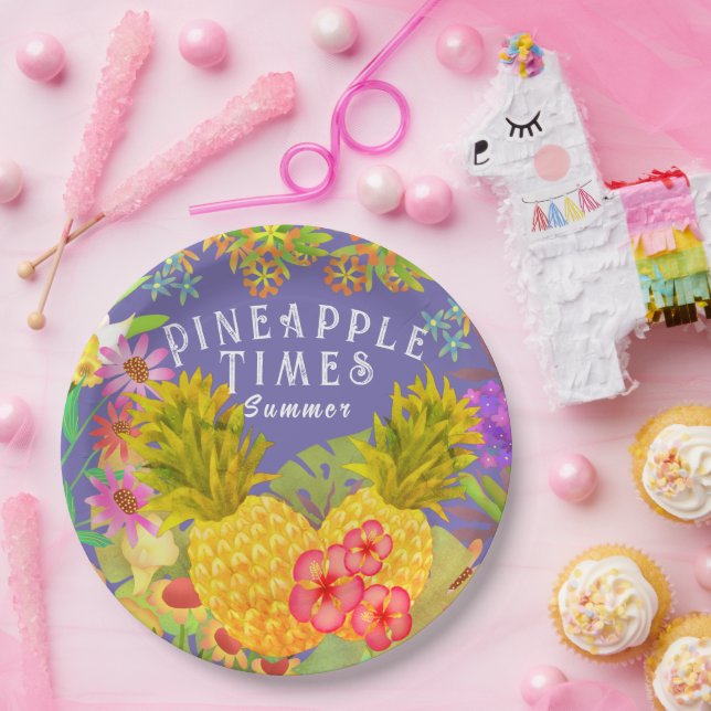 Ananas Lila Pappteller (Party)
