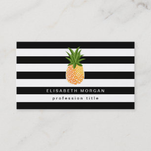 Ananas Logo Schwarz-weiß Streifen Elegantes Ausseh Visitenkarte