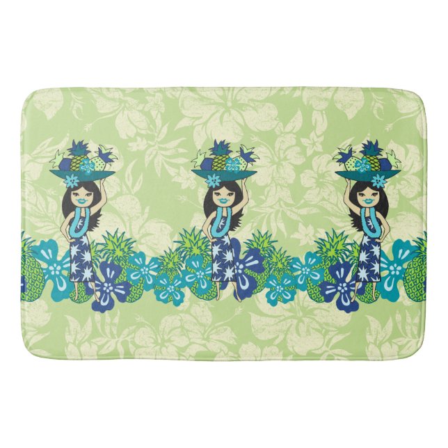 Ananas Luau Hawaiian Hula Girl Badematte (Vorderseite)