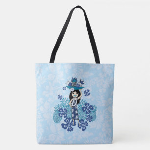 Ananas Luau Hawaiian Hula Girl Floral Beach Bag Tasche