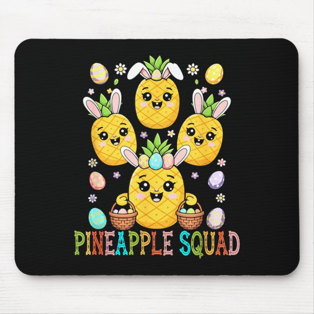 Ananas lustiger Squad Ostern Hasenjagd Mousepad (Vorne)