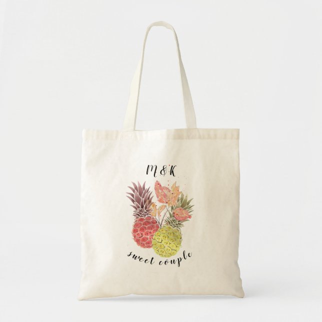 Ananas mit Aquarellfarbe personalisiertes süßes Pa Tragetasche (Vorne)
