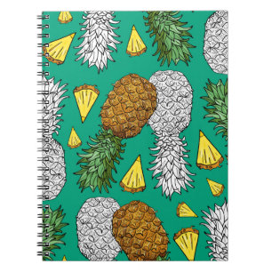 Ananas mit Blätter, kleine Stücke. Nahtlose Pappe Notizblock