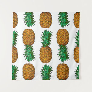 Ananas mit Blätter. Nahtloses Muster mit Tropen Wandteppich