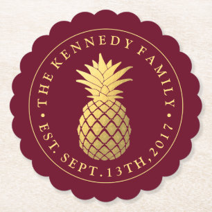 Ananas   Mit Familienname & Est. Datum Untersetzer