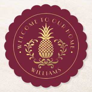 Ananas   mit Familienname Untersetzer