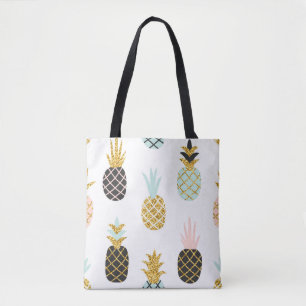 Ananas mit goldenem Glitzer, kreatives Muster. Tasche