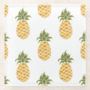Ananas mit handgemalten Ananas, Aquarell. Glasuntersetzer