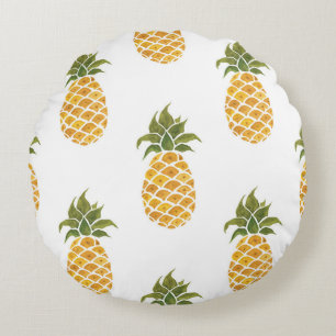Ananas mit handgemalten Ananas, Aquarell. Rundes Kissen