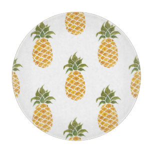 Ananas mit handgemalten Ananas, Aquarell. Schneidebrett