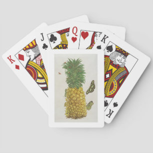 Ananas mit Raupe und Schmetterlingen (handc Spielkarten