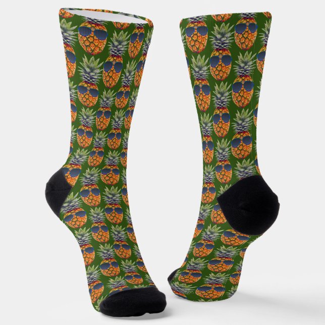 Ananas mit Sonnenbrille Muster Frucht Unisex Socken (Gewinkelt)