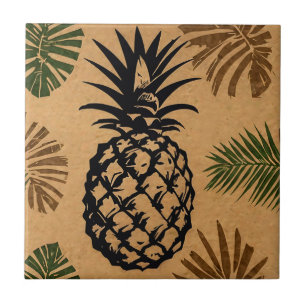 Ananas mit tropischen Blätter Fliese