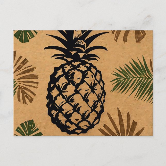 Ananas mit tropischen Blätter Postkarte (Vorderseite)