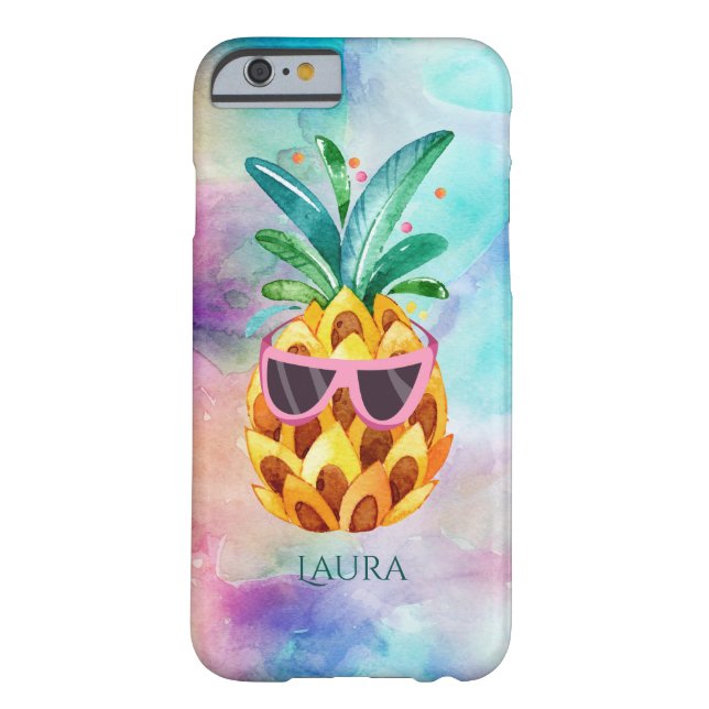 Ananas mit Wasserfarben und Lila Sonnenbrille Case-Mate iPhone Hülle (Rückseite)