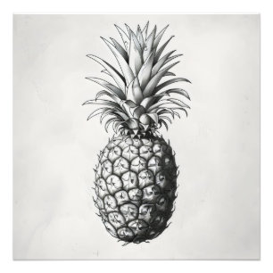 Ananas Monochromatische Skizze Fotodruck