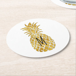 Ananas-Monogramm Runder Pappuntersetzer