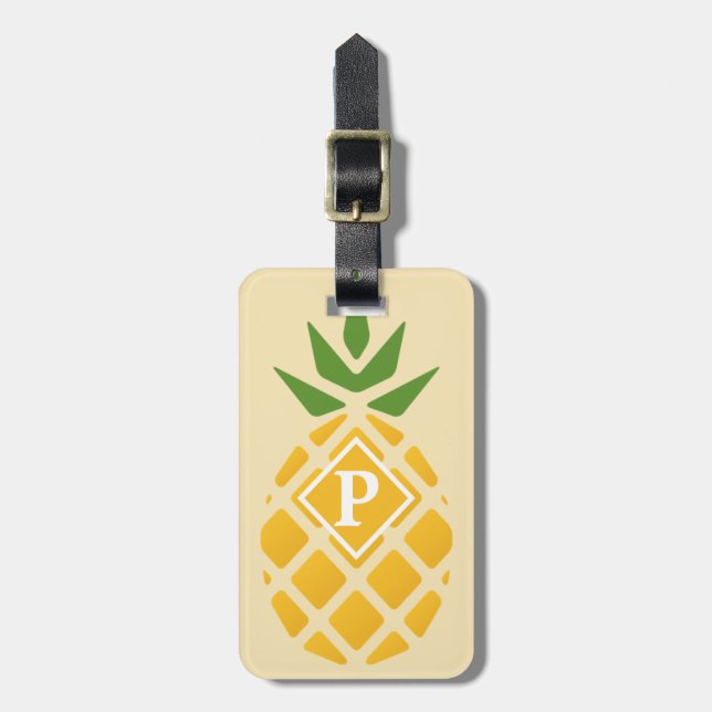 Ananas Motif mit/ ID auf der Rückseite Gepäckanhänger (Vorderseite vertikal)