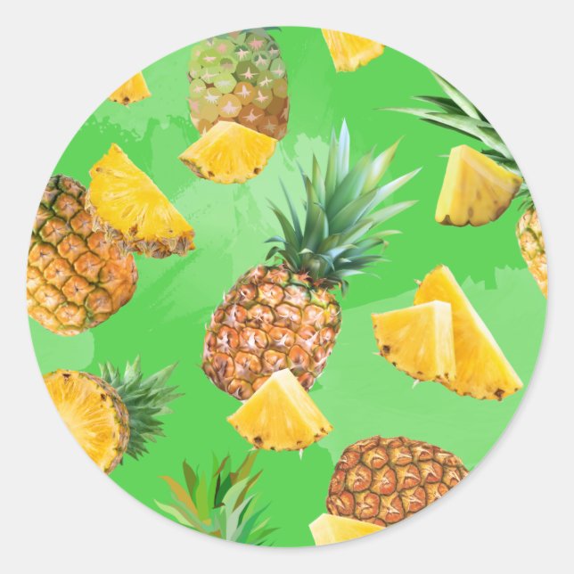 Ananas-Muster 6 Runder Aufkleber (Vorderseite)