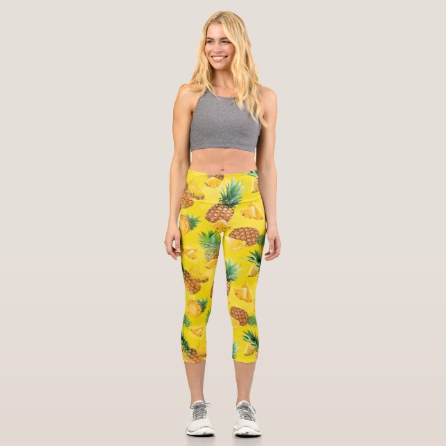 Ananas-Muster 7 Capri Leggings (Vorderseite)