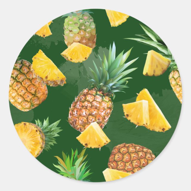 Ananas-Muster 9 Runder Aufkleber (Vorderseite)