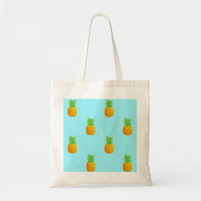 Ananas-Muster auf Blau Tragetasche (Vorne)