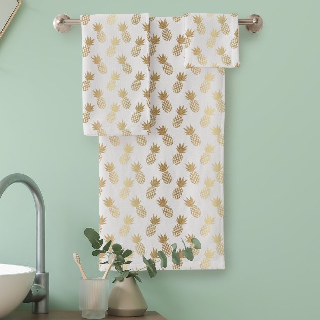Ananas-Muster Badhandtuch Set (Faux Gold Pineapple Pattern Bath Towel Set)
