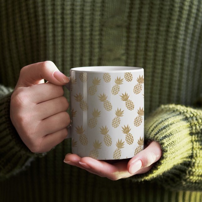 Ananas-Muster Kaffeetasse (Gold Pineapple Pattern Mug)
