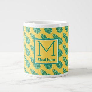 Ananas-Muster Monogramm Jumbo-Tasse