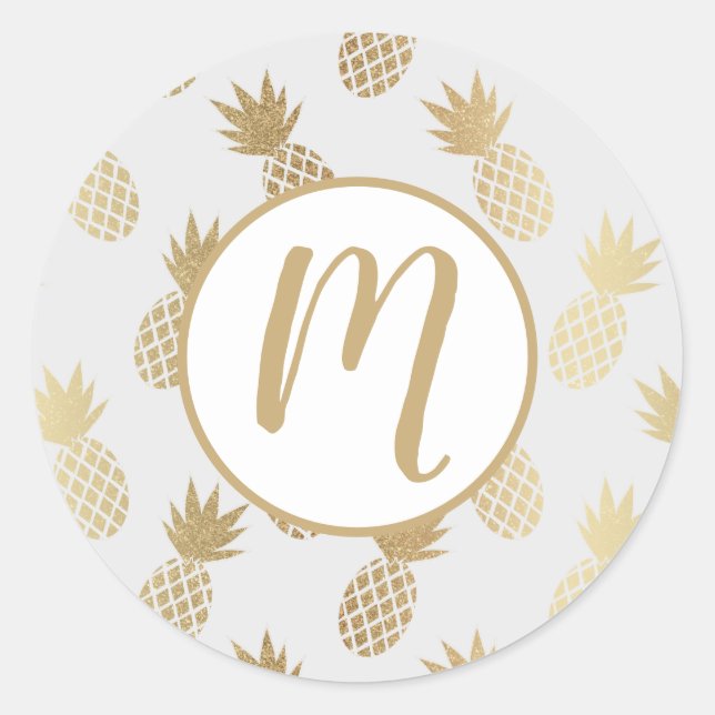 Ananas-Muster Runder Aufkleber (Vorderseite)