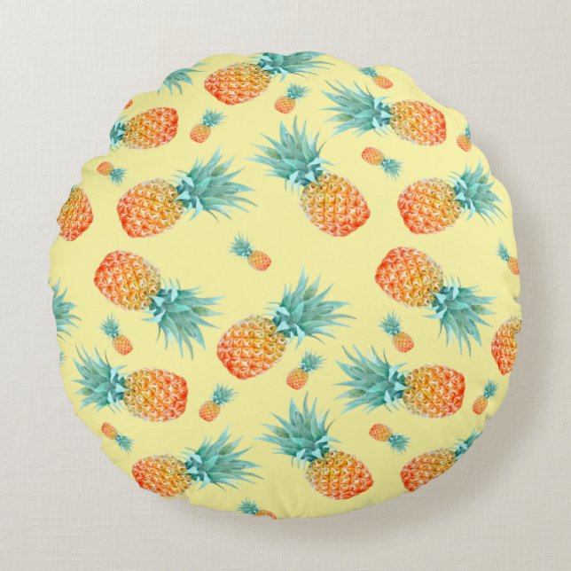 Ananas-Muster Rundes Kissen (Vorderseite)