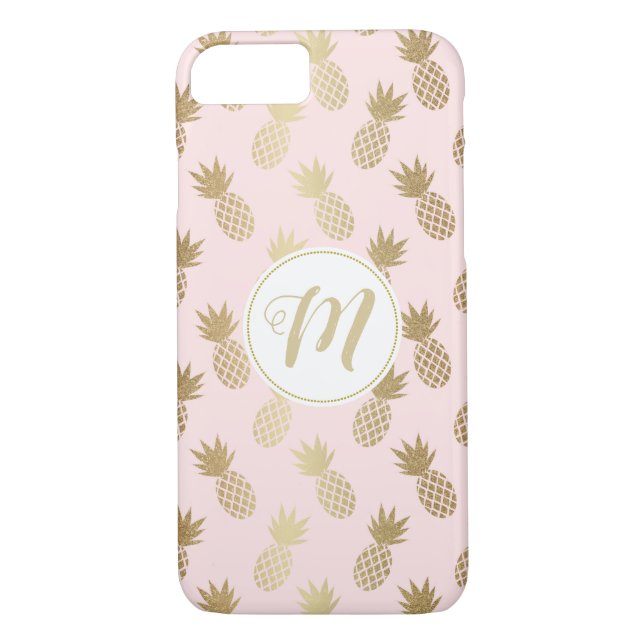 Ananas-Muster und Monogramm Case-Mate iPhone Hülle (Rückseite)