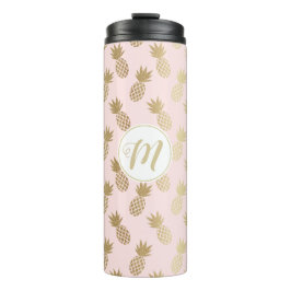 Ananas-Muster und Monogramm Thermosbecher