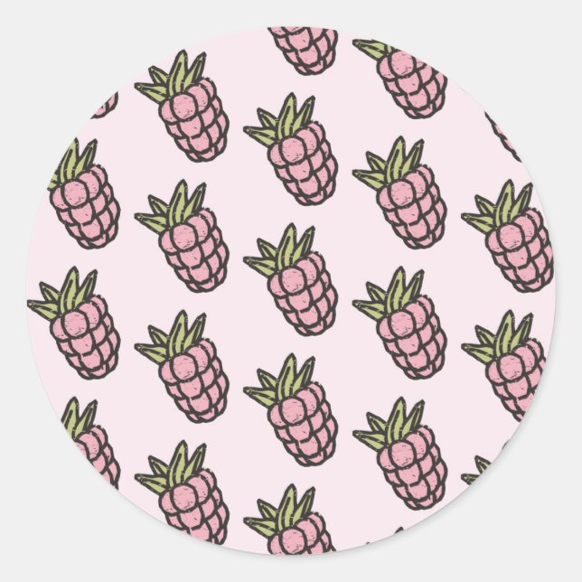 Ananas Muster Y2K Retro Funky Runder Aufkleber (Vorderseite)